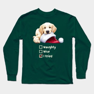 Naughty or Nice Golden Retriever Pup Long Sleeve T-Shirt